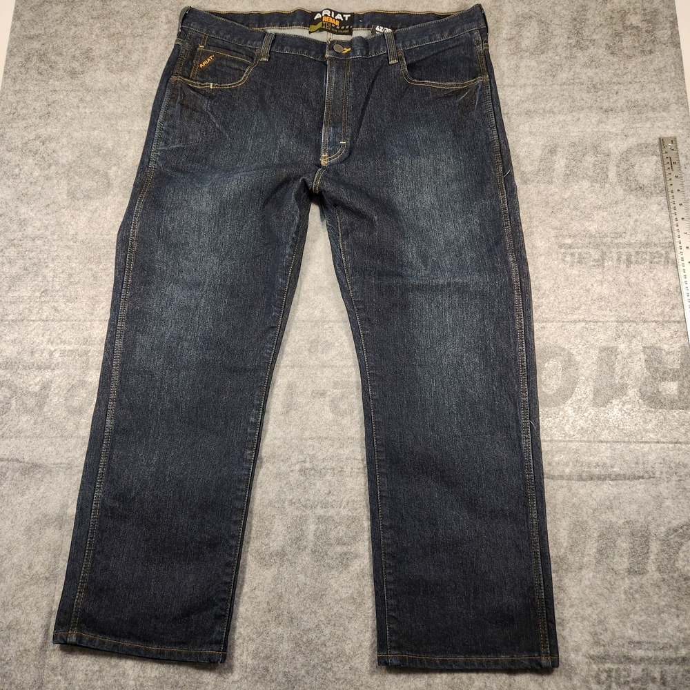 Ariat Rebar M5 Slim‎ Straight Jeans Men's 44x29 Workwear Blue Denim